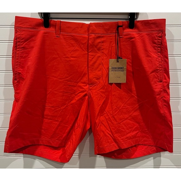 J.Crew 7" Tech Shorts Stretch On Demand Water Resistant Red‎ Nylon Blend Size 38 - Picture 1 of 5